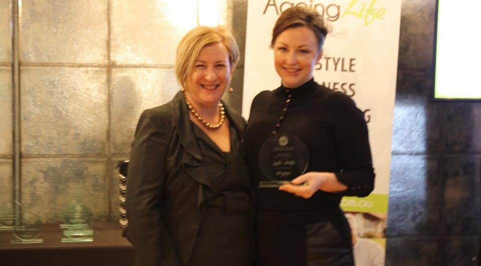 RECOGNITION: The Mai-Wel Group's Kyllie Tegg, winner of the Disability Sector Employee of the Year, presented by Angie Robinson from integratedliving.