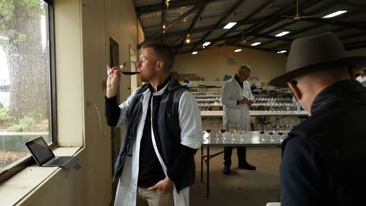 Andrew Duff judging the wines on Tuesday. Picture: Max Mason-Hubers