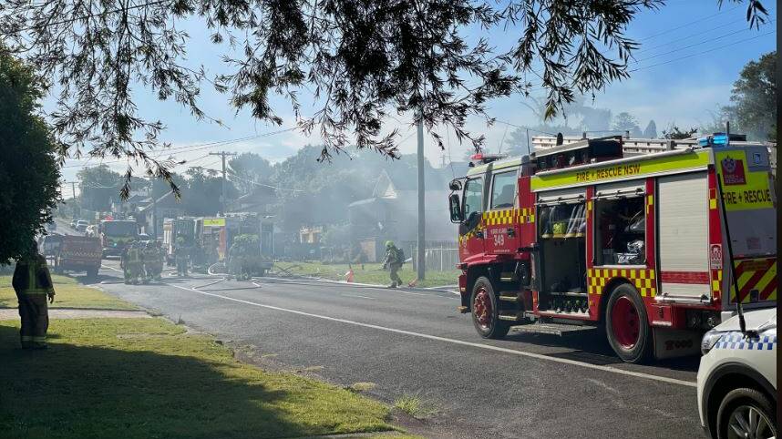 Raymond Street Telarah where fire fighters are trying to contain a house fire this afternoon. Picture Laura Rumbel.
