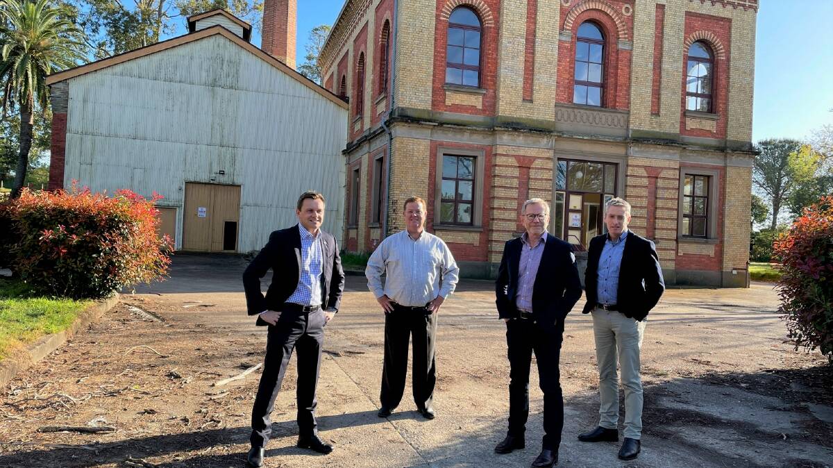 From left: Parliamentary Secretary for the Hunter Taylor Martin, Maitland Mayor Philip Penfold, Reflections Holiday Parks CEO Nick Baker and Executive Director Land and Asset Management Greg Sullivan. Picture Laura Rumbel. 