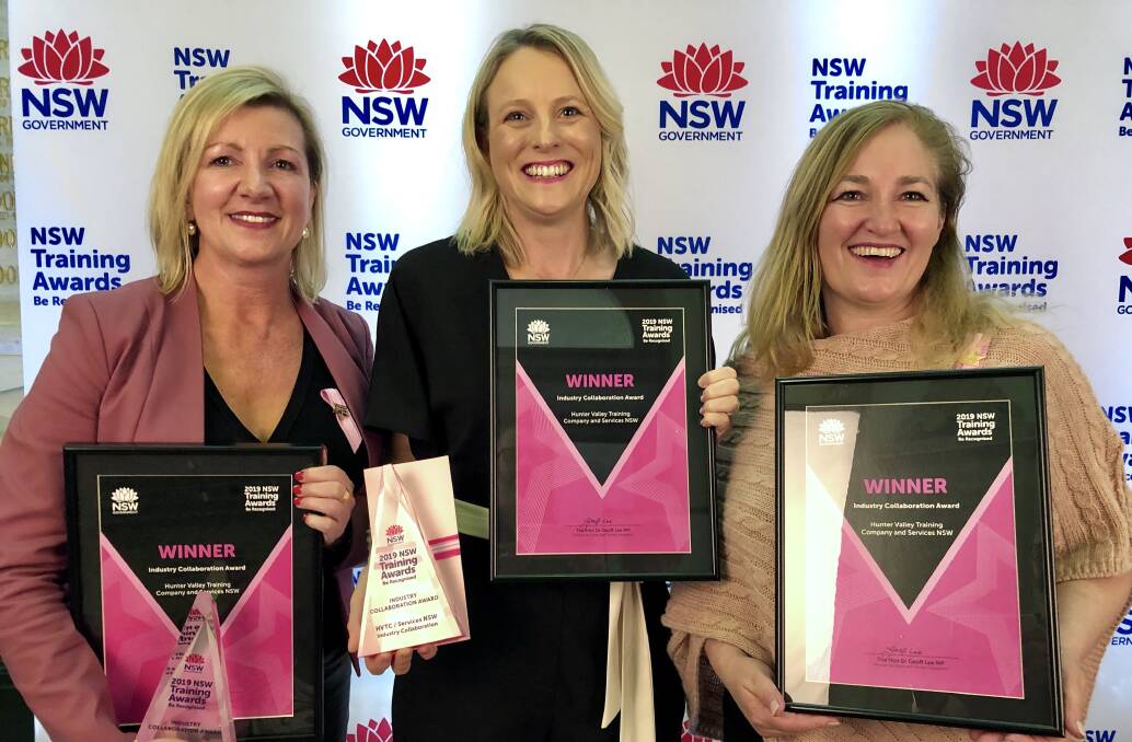 APPLAUSE: HVTCs Sharon Smith with Cassandra Gibbens and Breda Diamond of Service NSW. PHOTO: Supplied.