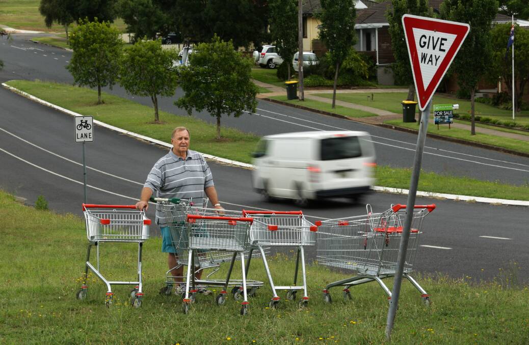 FERAL: Cr Henry Meskauskas has renewed his call for supermarkets to do something about the feral trolley situation across the Maitland Local Government Area. Picture: Jonathan Carroll.