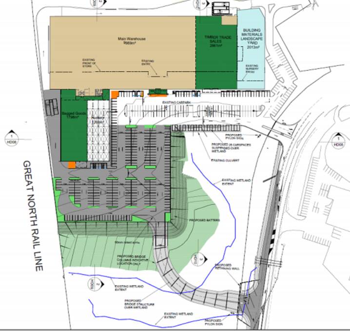 EXPANSION: A drawing of the Bunnings Maitland development proposal. Image: Insite Planning.