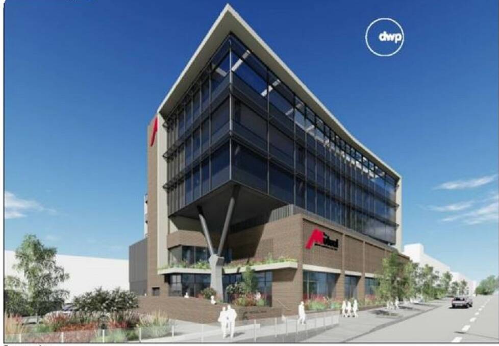 THE FEELING IS MUTUAL: An architect's impression of the new six-storey Maitland Mutual Building Society's head office. IMAGE: DWP.