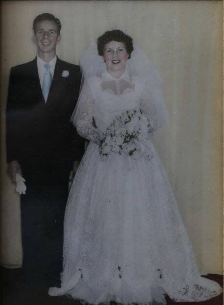 WE DO: Ken and Marie Hartup on their wedding day in 1956.
