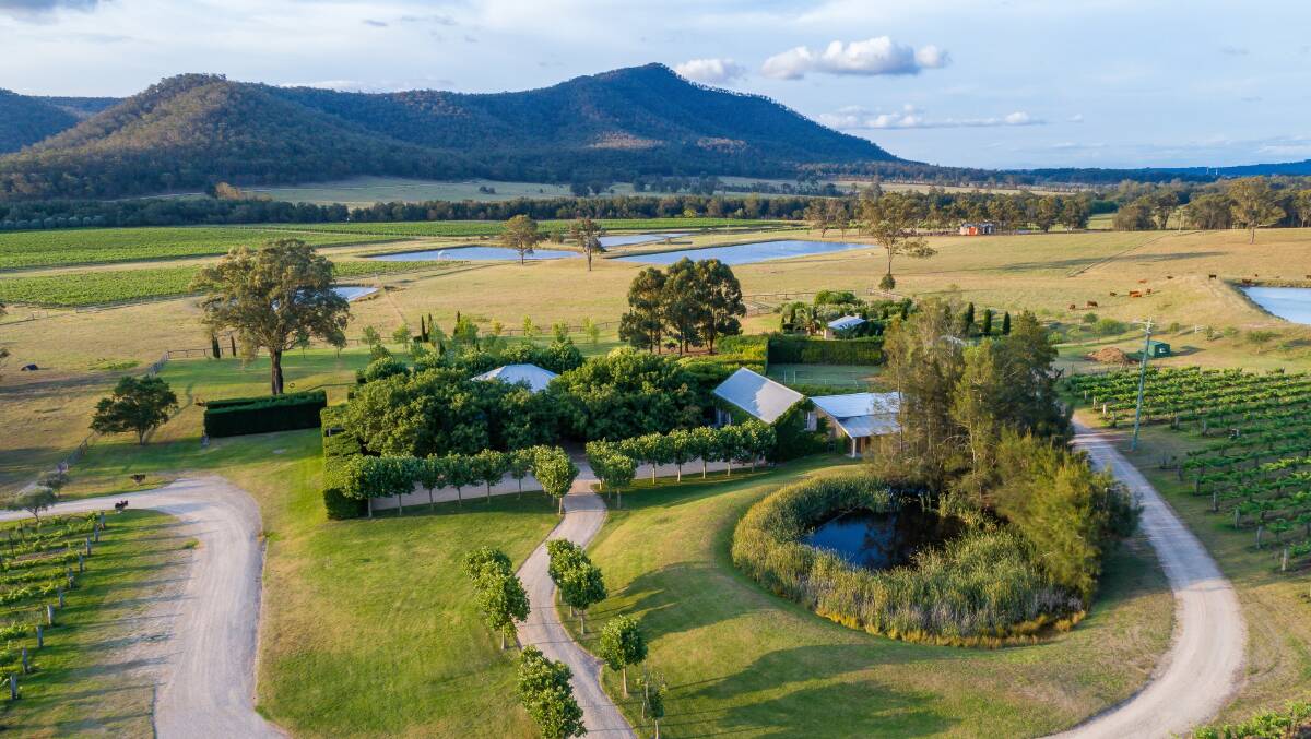 DYNAMIC: An aerial view of Krinklewood Vineyard at Broke. The estate is on the market and expected to fetch about $10million.