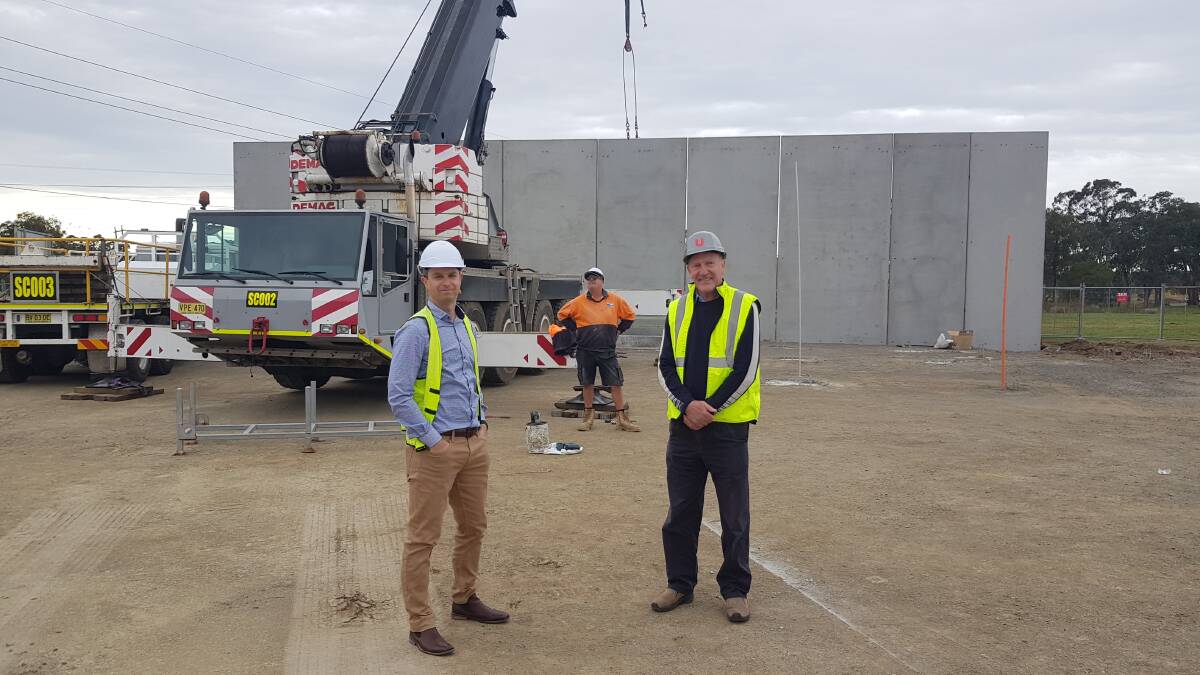 WALLS UP: Director Clinical Services Neuro Alliance Daniel Buck and building manager Alan Morrison pictured at the Thornton site on Tuesday. PHOTO: Supplied.