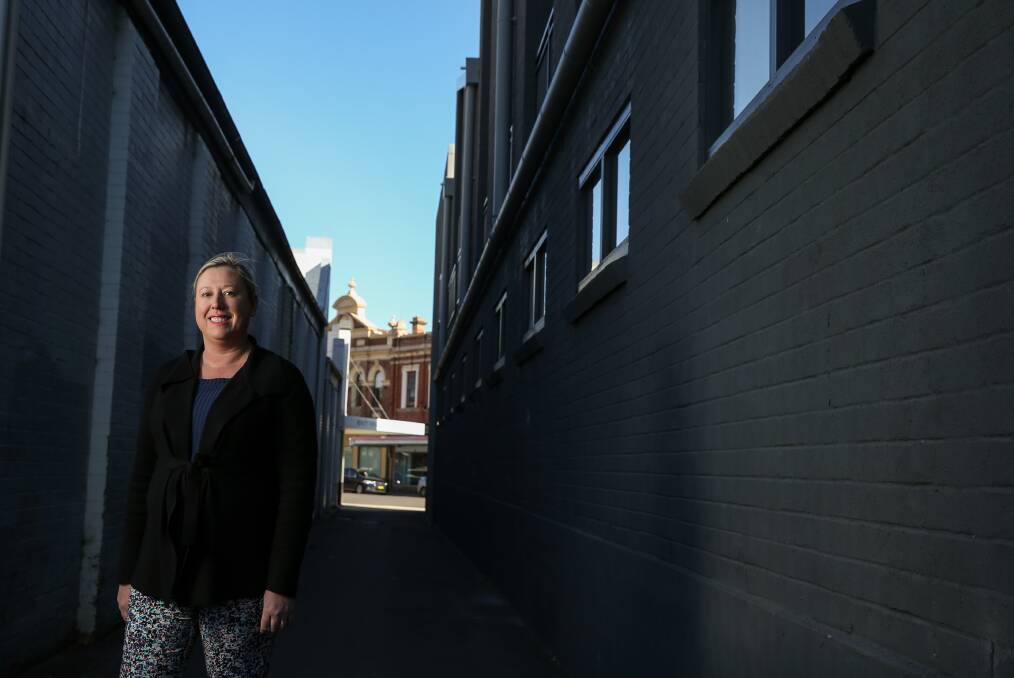 BLANK CANVAS: Maitland Council's Acting Events Coordinator Portia Wendt pictured in Drill Hall Lane. PICTURE: Marina Neil.