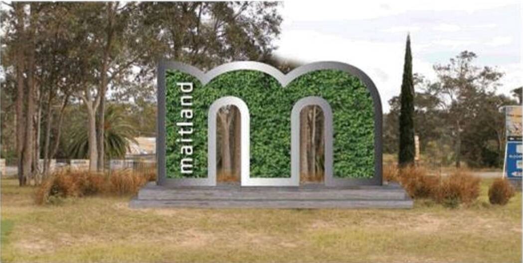 GREEN ARCHES: One of two proposed Maitland city entrance signs councillors will vote on at a meeting this week.