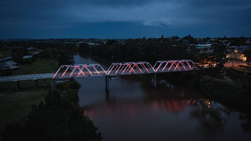 Iconic Morpeth Bridge lights up to celebrate 200 years