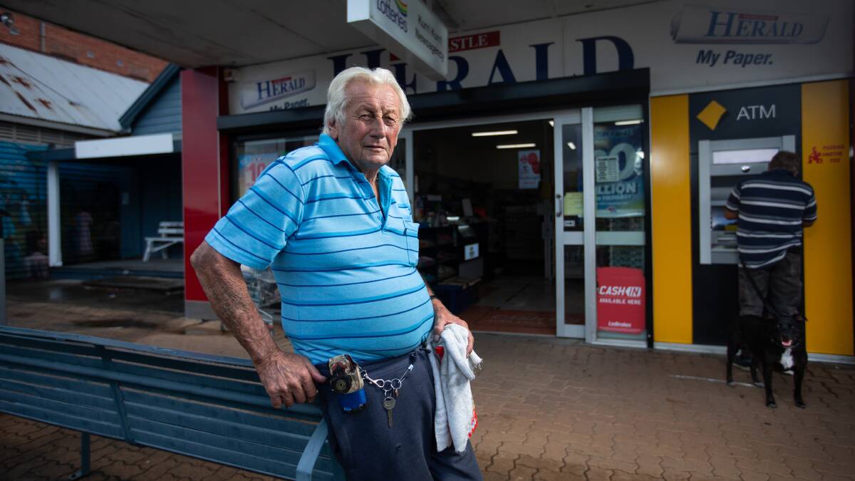 PAYING IT FORWARD: Bobby James has been cleaning Kurri Kurri's Commonwealth Bank's ATM for customers since the start of COVID. PICTURE: Marina Neil.