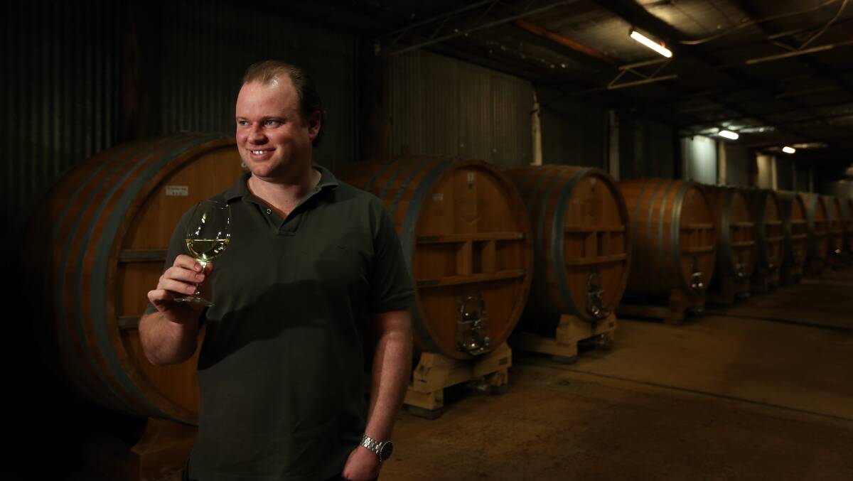 GOLD: Chris Tyrrell with the 2009 semillon, ready to step in to replace the highly acclaimed 2005 Vat 1 semillon. Picture: Simone De Peak. 