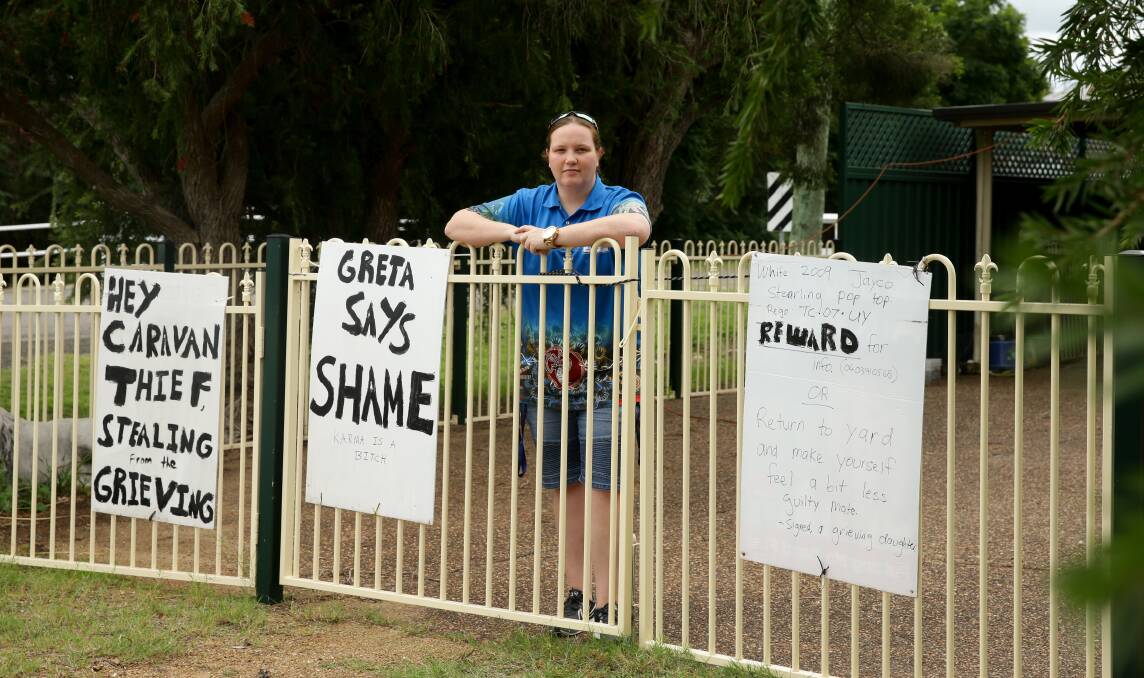 HELPING HAND: Kimbalee Hodges was devastated after thieves stole her late father's caravan but the Greta community and social media changed that. Picture: Jonathan Carroll