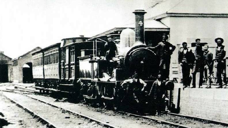 HISTORY IS MADE: The first locomotive on the Great Northern Railway, built by Robert Stephenson & Co and imported from Great Britain. (Picture: Newcastle Herald Archives).