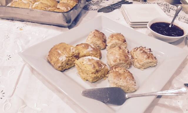COMBINED EFFORT: A plate of freshly baked scones just waiting to be enjoyed. 