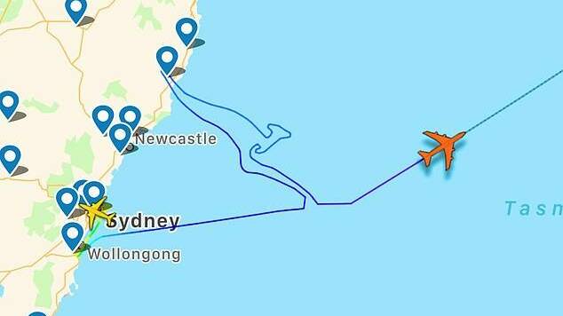 The intricate flight path off the coast of Newcastle.