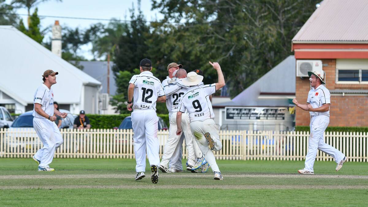 MISSION ACCOMPLISHED: Norths take the final City wicket to secure victory. 