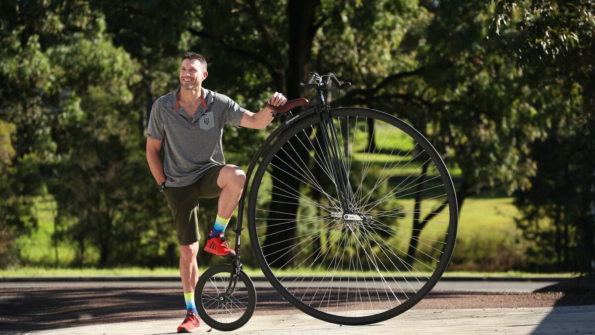 FUNDRAISER: Scott Ellis plans to rise his penny farthing 139km on Sunday to raise money for the Westpac Helicopter Rescue Service. Picture Simone De Peak.