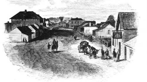 EMERGING TOWNSHIP: High Street, West Maitland in the early 1800s. 