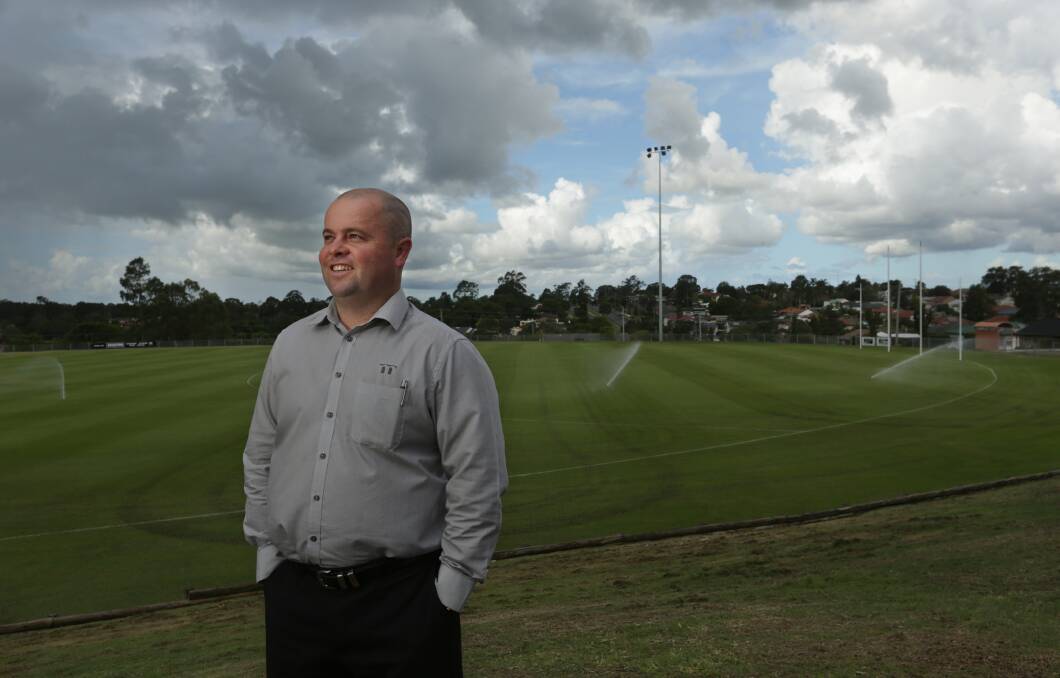 BIGGER AND BETTER: Ashley Kavanagh, Works Manager at Maitland City Council at the recently expanded Max McMahon Oval. Picture: Simone De Peak.