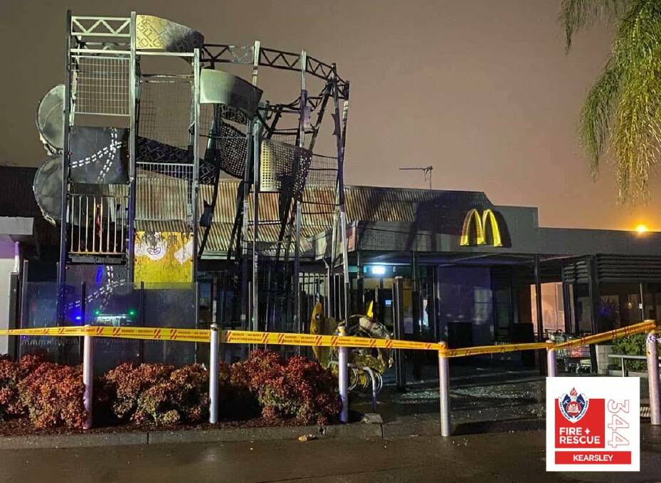 The scene at Cessnock McDonald's after the fire had been extinguished. 