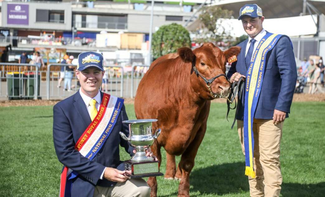 TRUE BLUE CHAMP: Liam Kirkwood with his trophy at the Royal Easter Show. Picture Lucy Kinbacher, The Land.