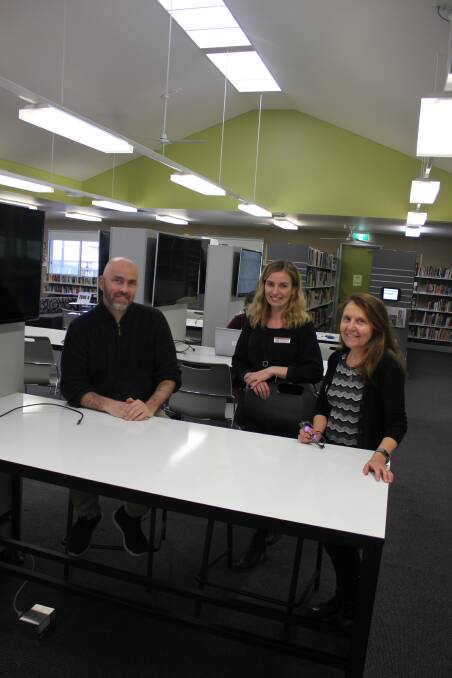 TECHNOLOGY: Dave Summers (Relieving librarian), Natalie Redman (head teacher, Teaching, Learning, Leading) and Jillian Manning (E-Learning) in the new-look library.