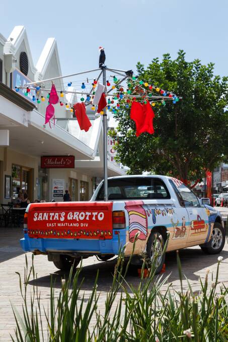 BONE OF CONTENTION: The ute in The Levee which has divided opinion on The Levee's Christmas decorations. Picture Max Mason-Hubers.