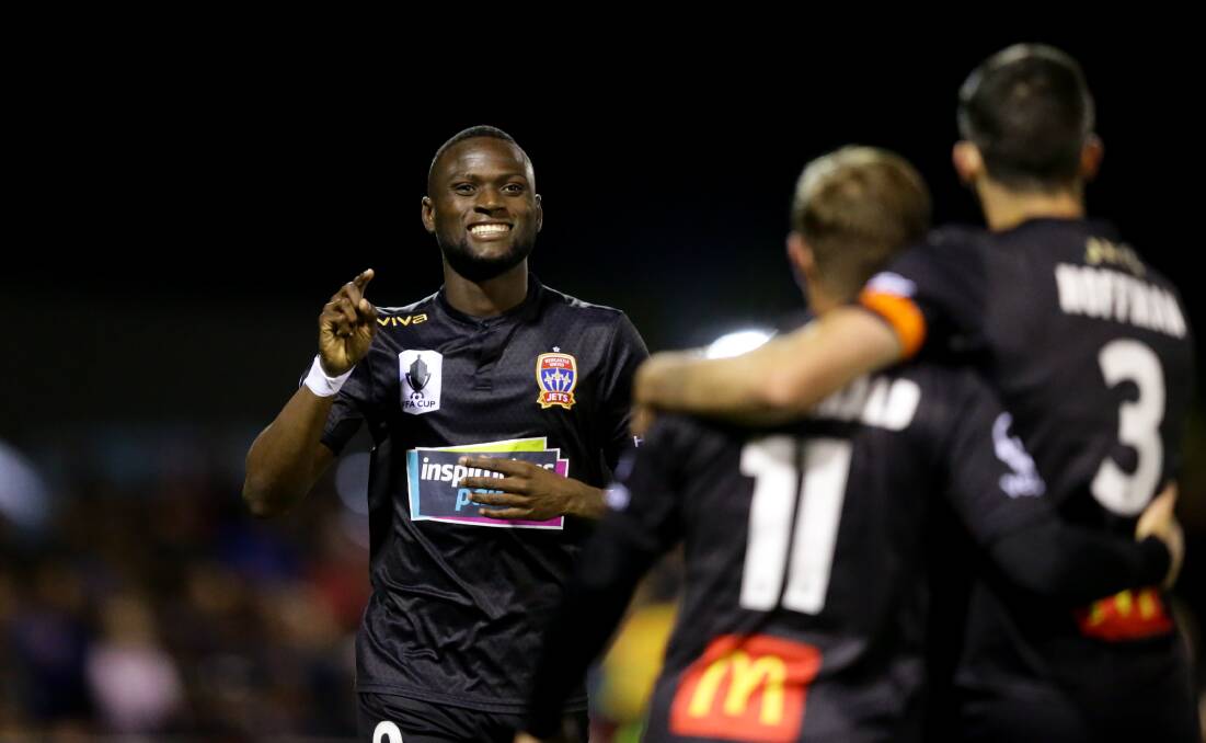 Jets striker Abdiel Arroyo's only goal this season to date has come from a long throw in against Adelaide United. 