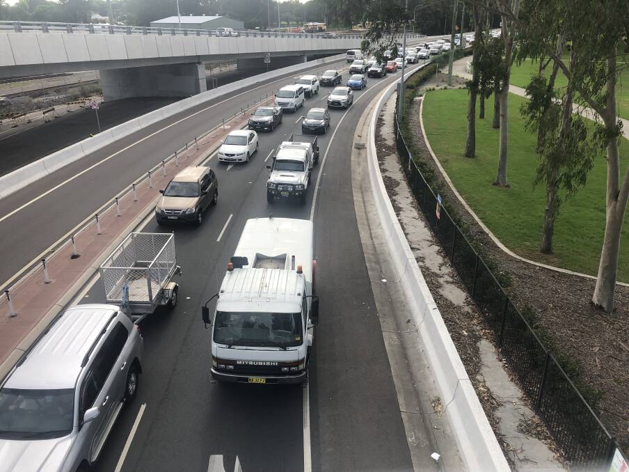 SAME OLD STORY: Peak hour on Monday morning and it's bumper to bumper on the New England Highway near Maitland Pool. Picture: Sage Swinton. 