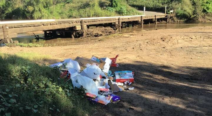 DUMPED: The scene Regional Illegal Dumping Squad investigators found at Melville Ford. 