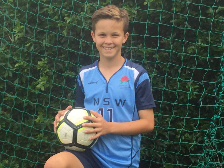 Eyes on the goal: East Maitland's Isaac Collins will be part of the NSW team taking on some of the country's best young footballers. 