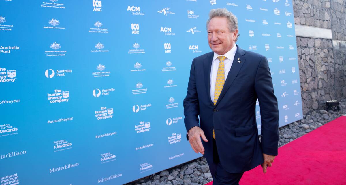 PROJECT: Andrew "Twiggy" Forrest at the 2021 Australian of the Year awards ceremony in January. Picture: Sitthixay Ditthavong