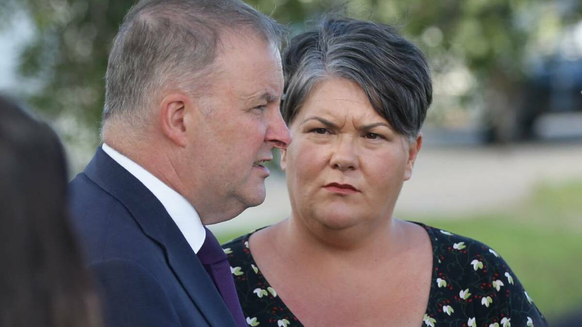 Meryl Swanson with Anthony Albanese during the 2019 election campaign.