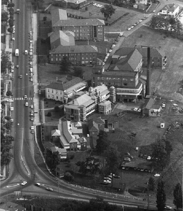 Aerial: Maitland Hospital from above in 1975