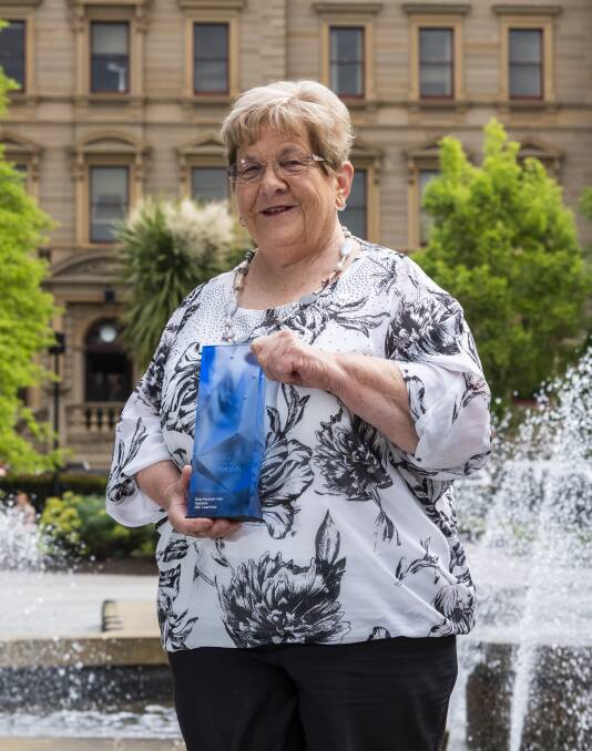 Edna Pennicott with her state award. Picture: supplied by australianoftheyear.org.au