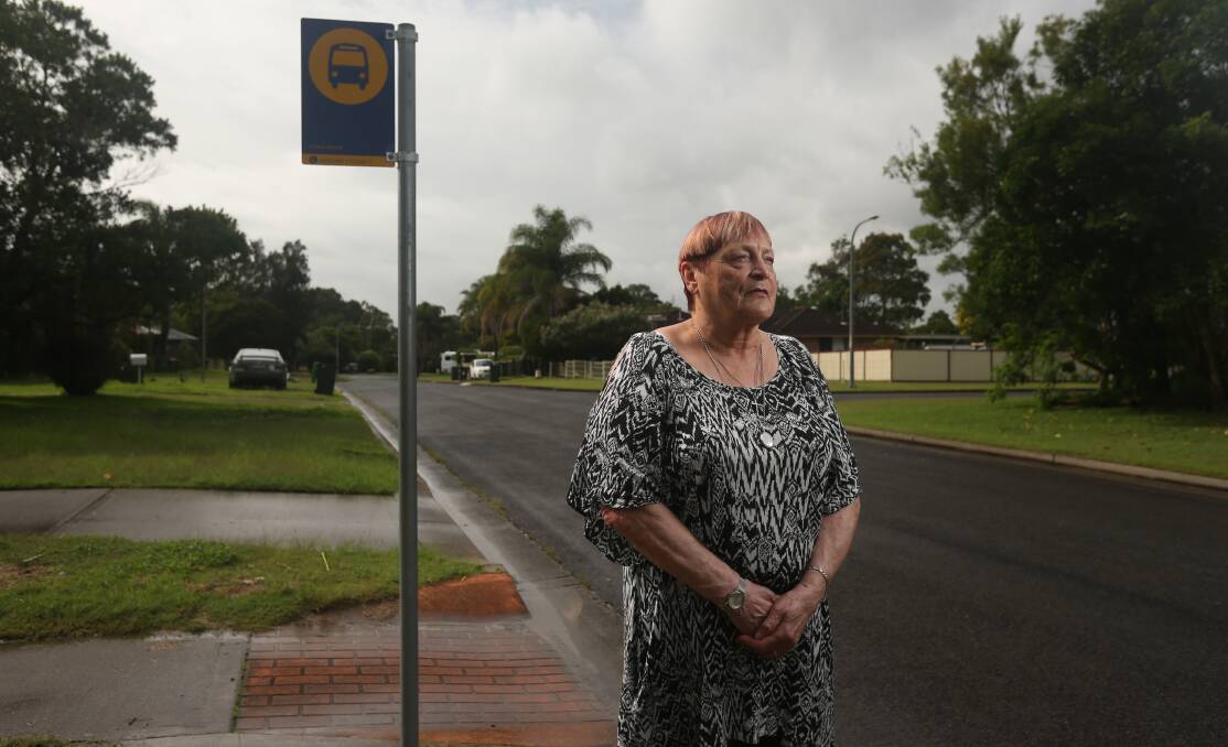 Going nowhere: Elfriede Zimmerman waited for two hours at her local bus stop in Ronald Street, Tenambit last Friday. Picture: Simone DePeak