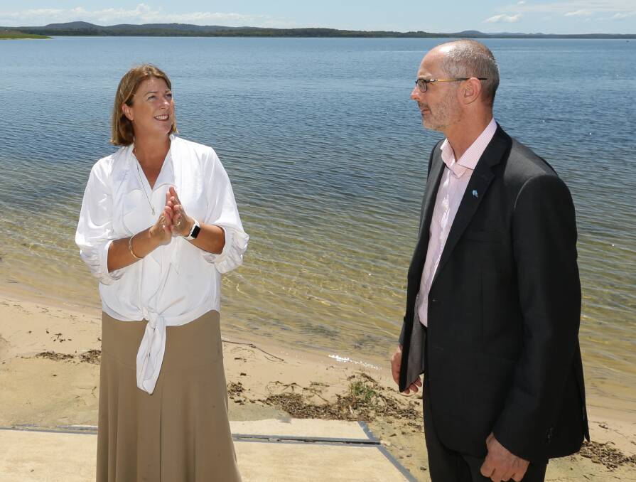 Support for plan: Hunter Water managing director Darren Cleary and Water Minister Melinda Pavey. Picture: Jonathan Carroll.