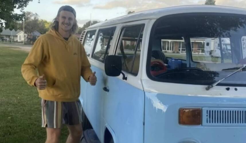 Kane Symons with his beloved Kombi van. Picture supplied