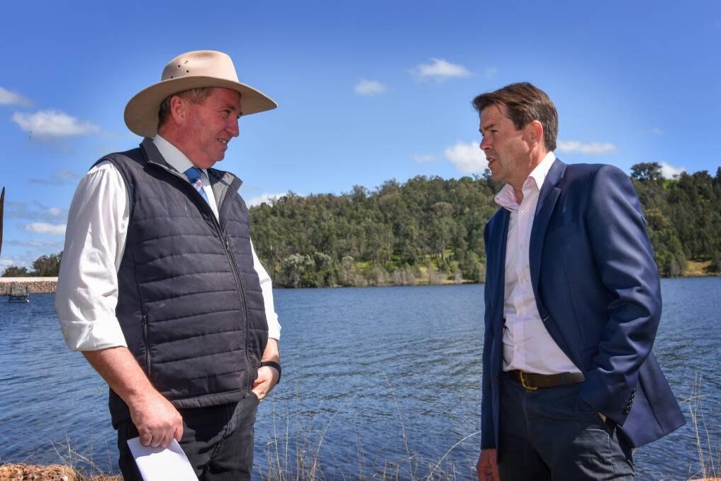 BACKDOWN: Federal MP Barnaby Joyce and Member for Tamworth Kevin Anderson spoke to media after the Nationals abandoned a threat to effectively take to the crossbench. Photo: Andrew Messenger