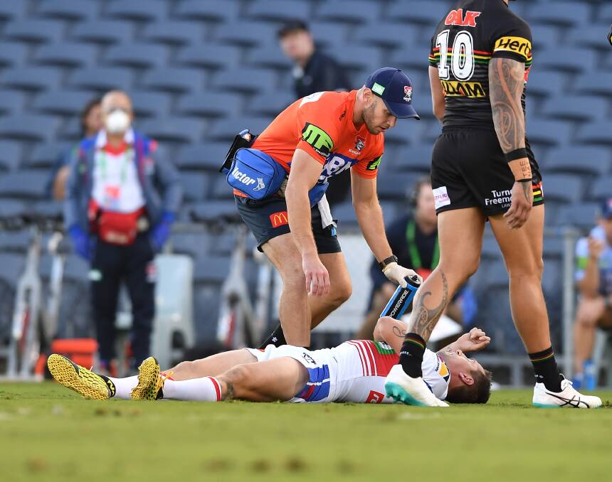 Mitchell Pearce after being concussed