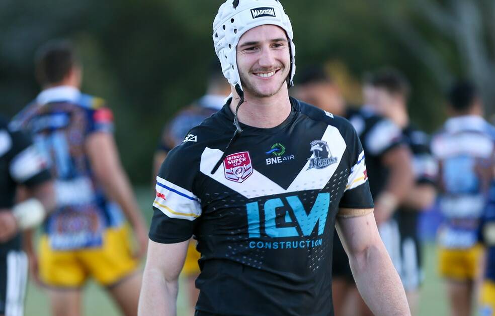 Second chance: Former Knight Matt Soper-Lawler [pictured playing for South Logan] is back in Newcastle to trial for an NRL contract after the prolific try-scoring winger spent the last three years in the Queensland Cup. Picture: QRL.