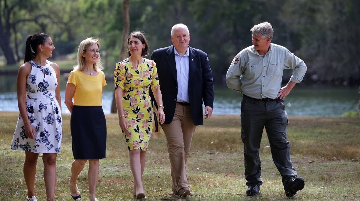 The Premier Gladys Berejiklian with Environment Minister Gabrielle Upton announces the new National Park at Audley today. Photo by John Veage.