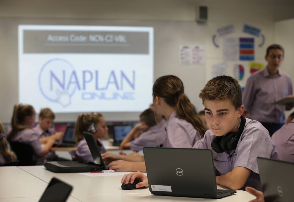On your marks: Daniel Randall was one of 116 year seven St Bede's students who practised using NAPLAN Online. Picture: Simone De Peak