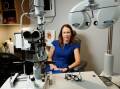 Growing problem: Custom Eyecare Newcastle optometrist Heidi Hunter said there were predictions that incidence of myopia was going to "rise massively". Optometrists now measure the length of the eyeball to monitor myopia control. Picture: Max Mason-Hubers