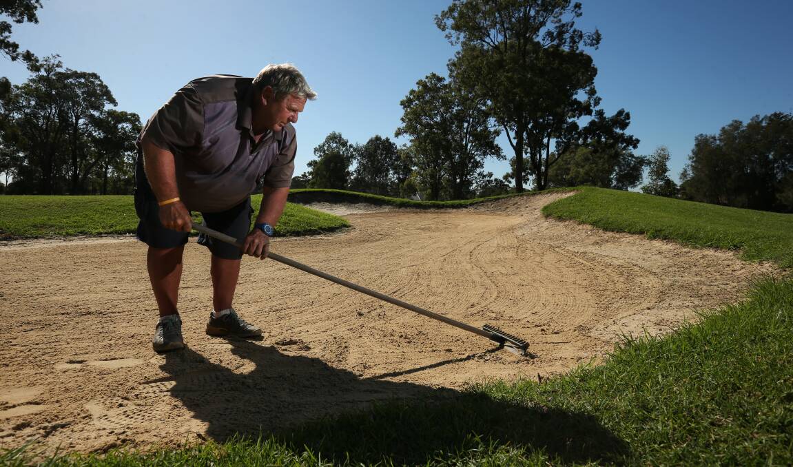 OPEN FOR BUSINESS: Cessnock Golf Club course superintendent Merv Hayward on the job at the Jack Newton designed 18-hole course. Picture: Simone De Peak 