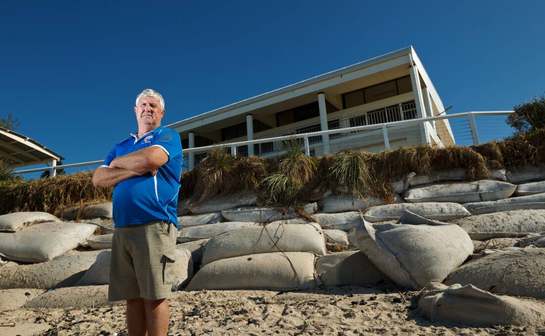 HELP US: Stockton Surf Club president Trevor Upton says the beach's clubhouse is 'splitting at the seams'. Picture: Max Mason-Hubers