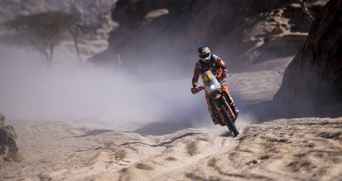 FOCUS: Toby Price during stage two of the 2020 Dakar Rally in Sauid Arabia on Tuesday. Marcelo Maragni/Red Bull Content Pool