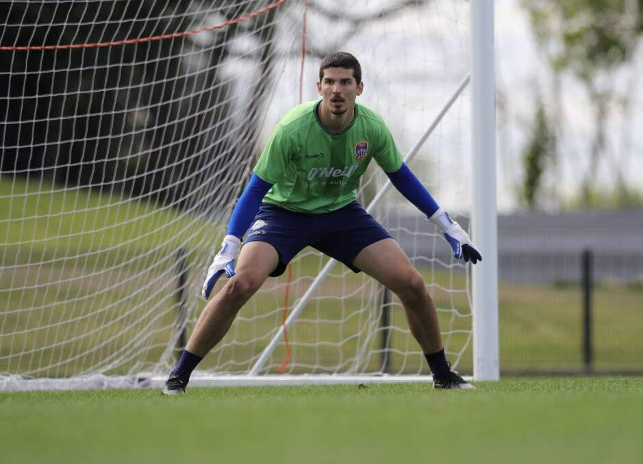SAFE HANDS: A-League rookie Michael Weier training with the Newcastle Jets at Maitland Sportsground recently. Picture: Newcastle Jets media