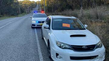 BUSTED: Highway patrol officers pulled a white Subaru over in Rathmines. Picture: NSW Police 